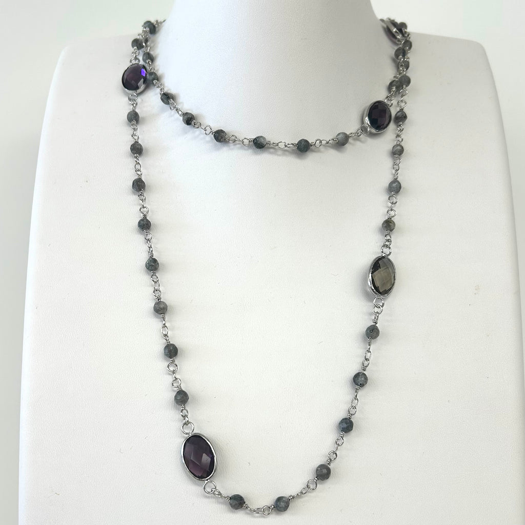 Long Stone & Crystal Necklace