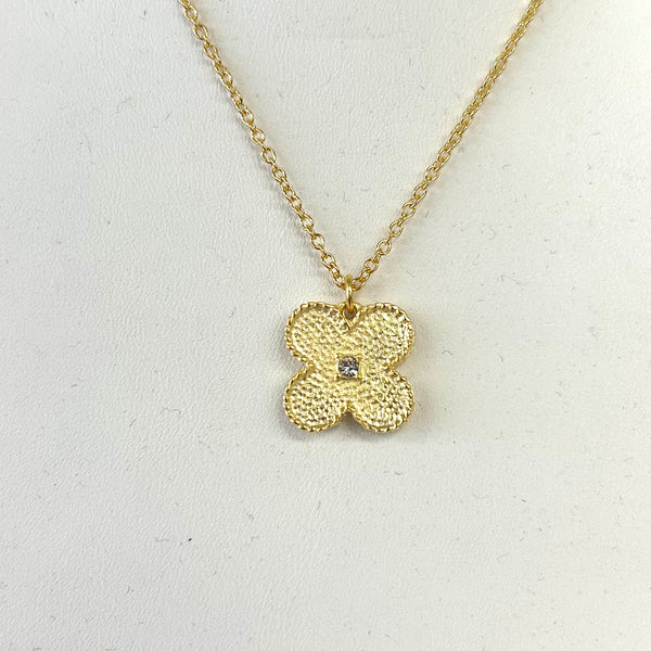 Single Flower With CZ Center Necklace