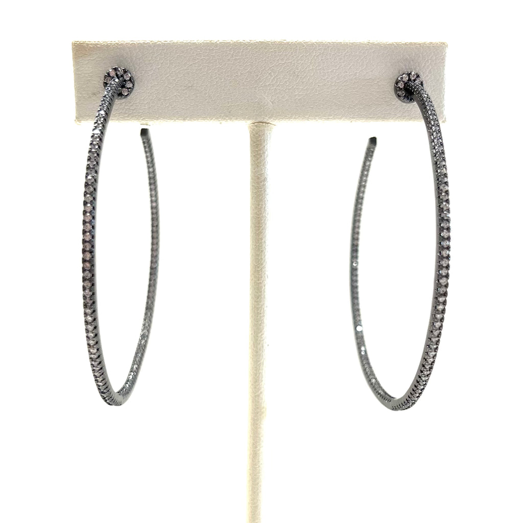 CZ Inside Out Hematite Hoops