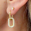 Double Paperclip Huggie Pave Earrings