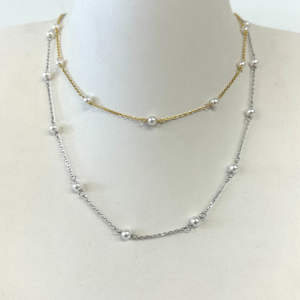 Pearl And Chain Necklace/Choker