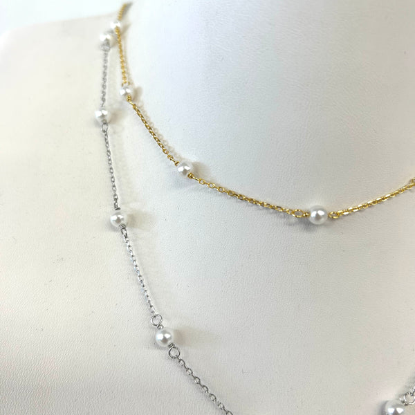Pearl And Chain Necklace/Choker