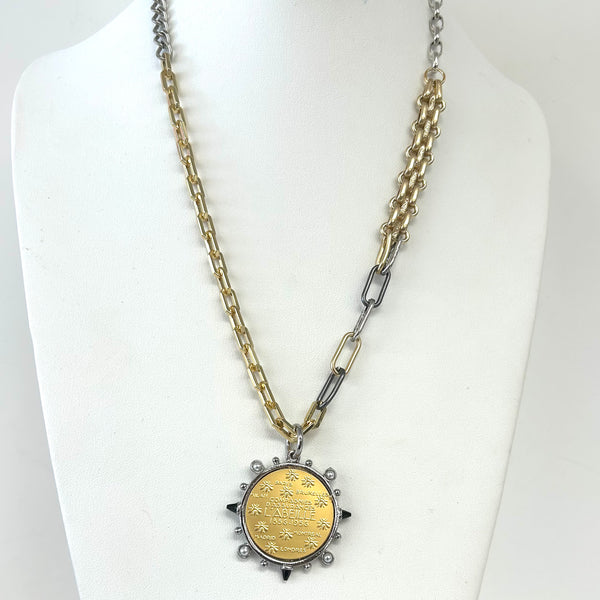 Mixed Chain L'abeille Coin Necklace