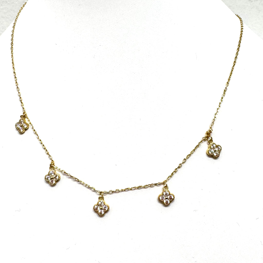 Multi Clover CZ Dangle Necklace