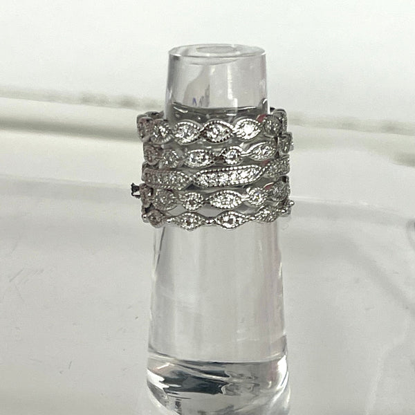 Set of Five Silver CZ Stacking Rings