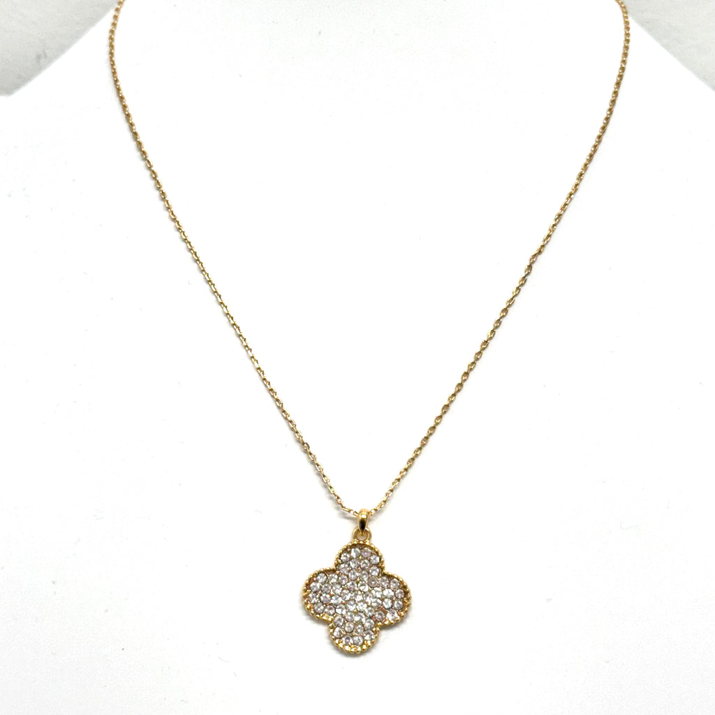 14K Gold Dipped CZ Clover Necklace