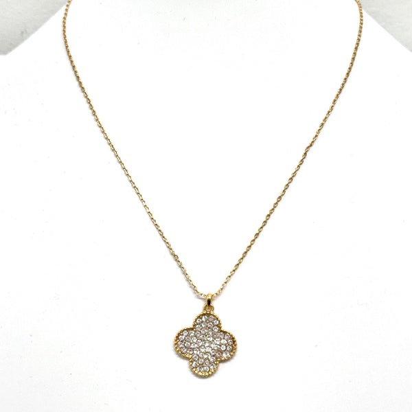 14K Gold Dipped CZ Clover Necklace