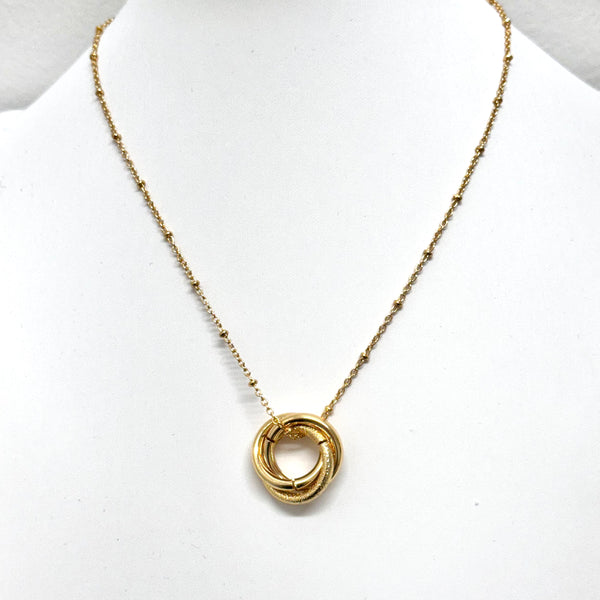 14Kt Gold Dipped Three Ring Necklace