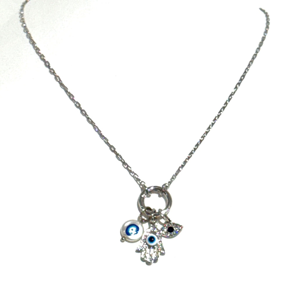 Silver Dipped 3 Charm Necklace