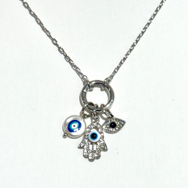 Silver Dipped 3 Charm Necklace