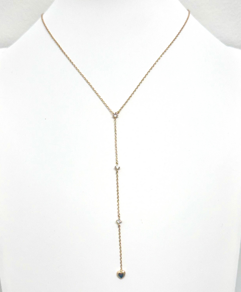 Gold Dipped Y Line Heart Necklace