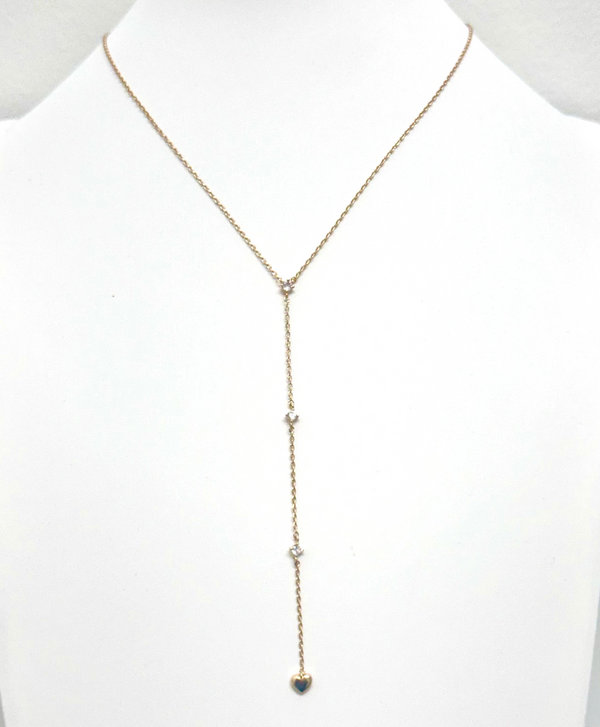 Gold Dipped Y Line Heart Necklace