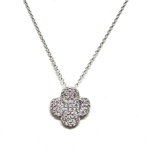 Pretty CZ Clover Necklace