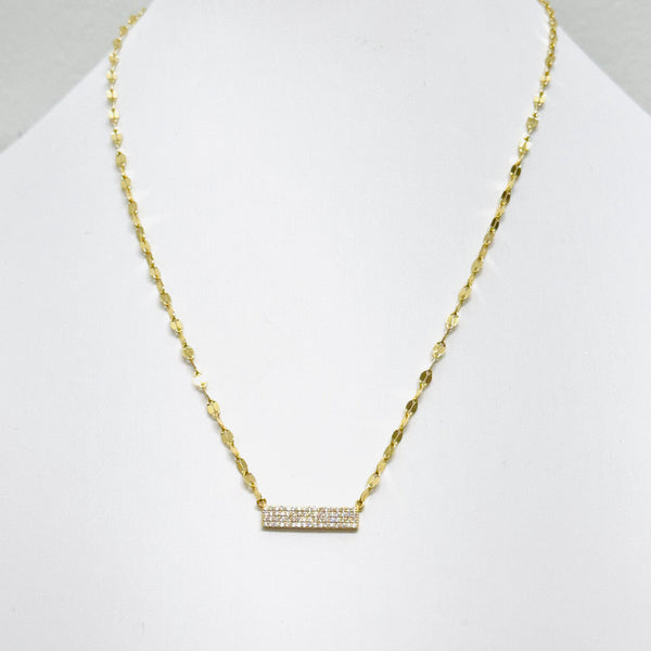 Beautiful Mirror Link Chain With CZ Bar