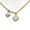 Gold Necklace With Pave Clover Charms
