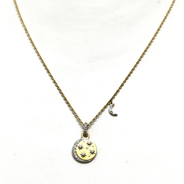 Moon And Stars Pave Necklace