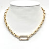 Michaela Square Link CZ Paperclip Carabiner Necklace