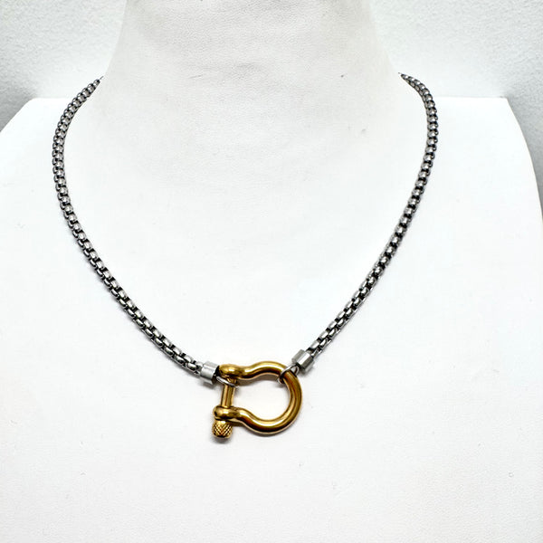 Two-Tone Horse Bit Carabiner Lock Necklace