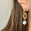 Chain Earring With Pearl Drop