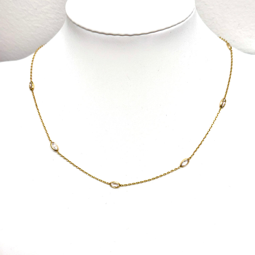 Bezel Set Oval Diamond by the Yard Necklace