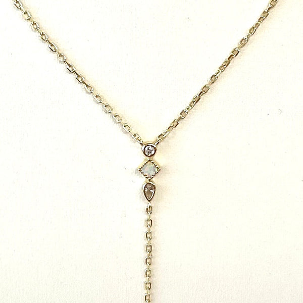 CZ And Opal Delicate Chain Lariat