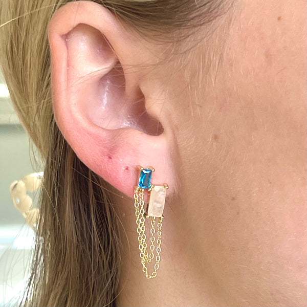 Bestie Baguette Chain Earrings