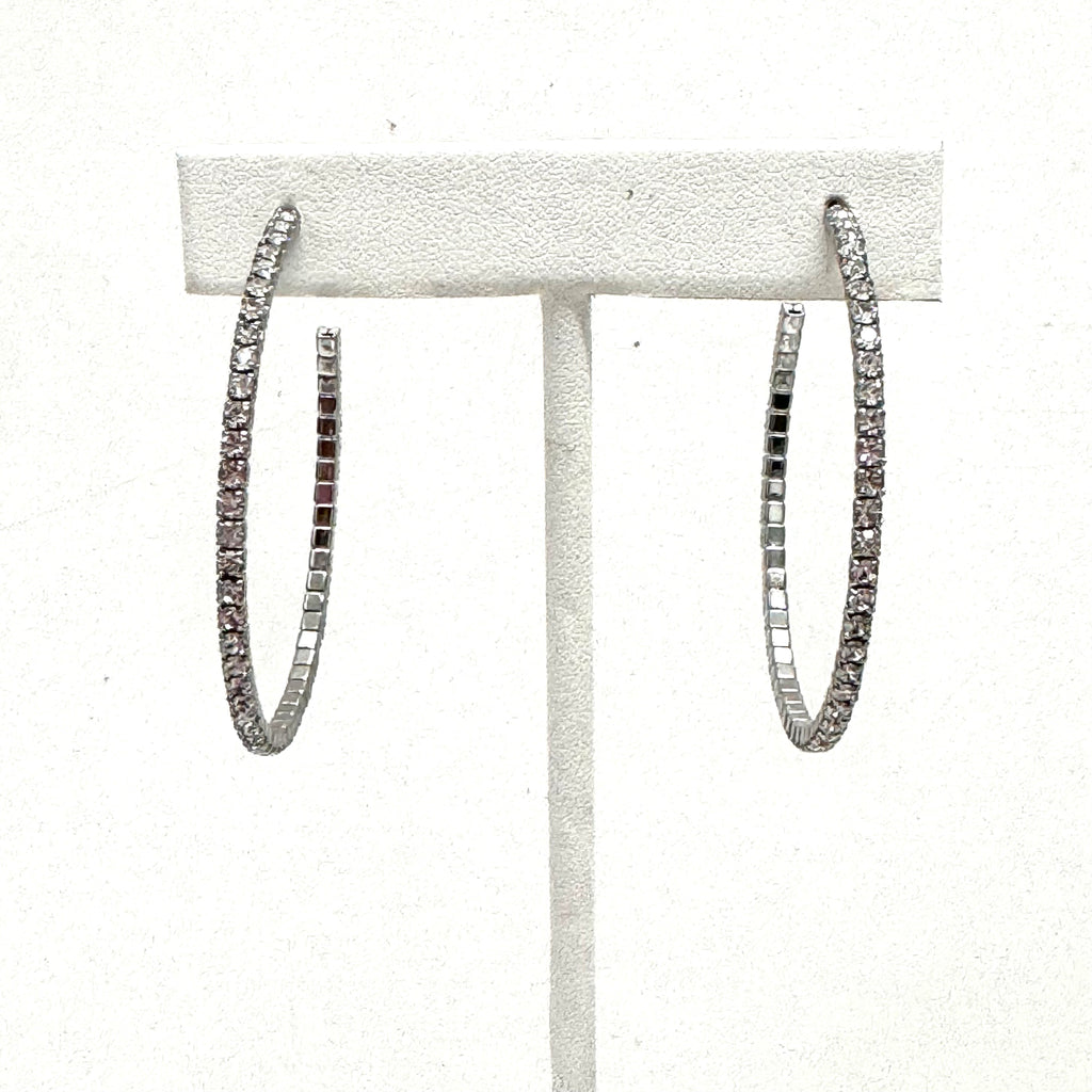 Silver CZ Flexible Hoop Earrings
