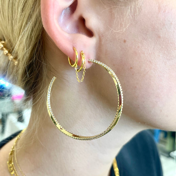 Gold Or Sterling CZ Twisted Hoops