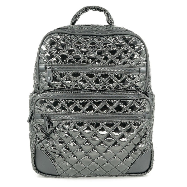 Quilted Black Patent Backpack