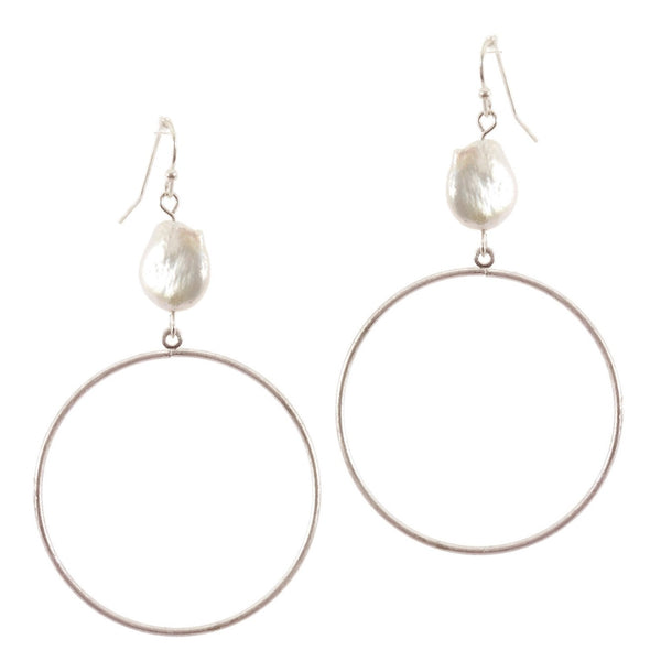 Freshwater Coin Pearl and Hoop Earring