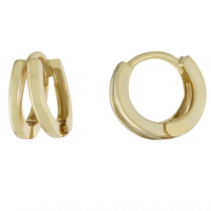 Gold Double Row Huggie Earrings