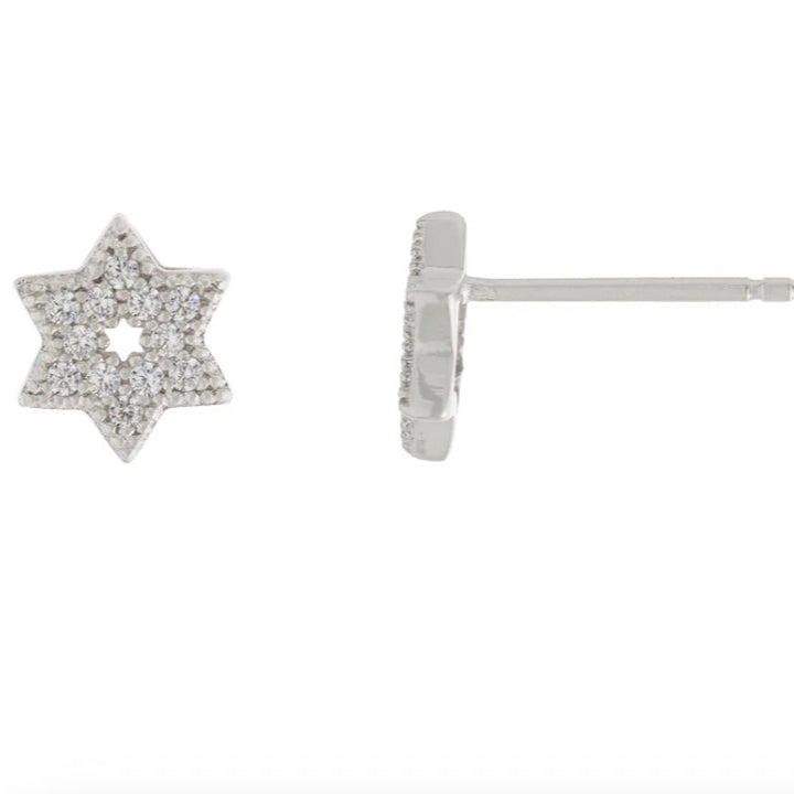 Pave CZ Star of David Stud Earrings