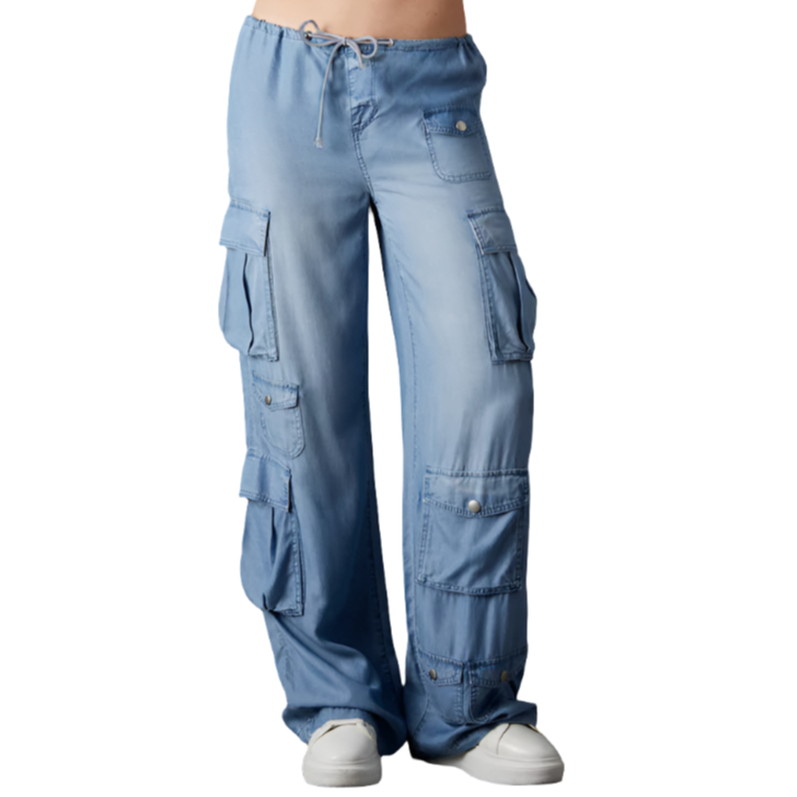 Wide Leg Cargo Denim Pants - Main Image
