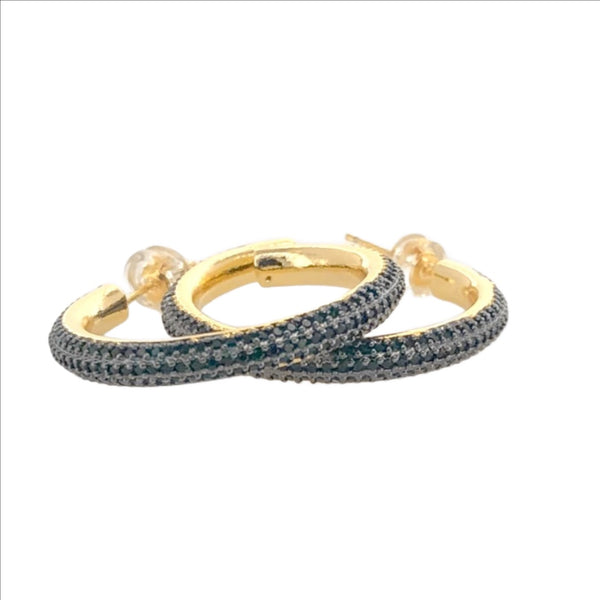 Black Or Royal Blue Crystal Hoop Earrings