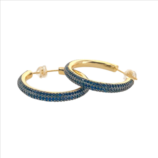 Black Or Royal Blue Crystal Hoop Earrings