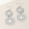 Metal Double Wheel Drop Filigree Earrings