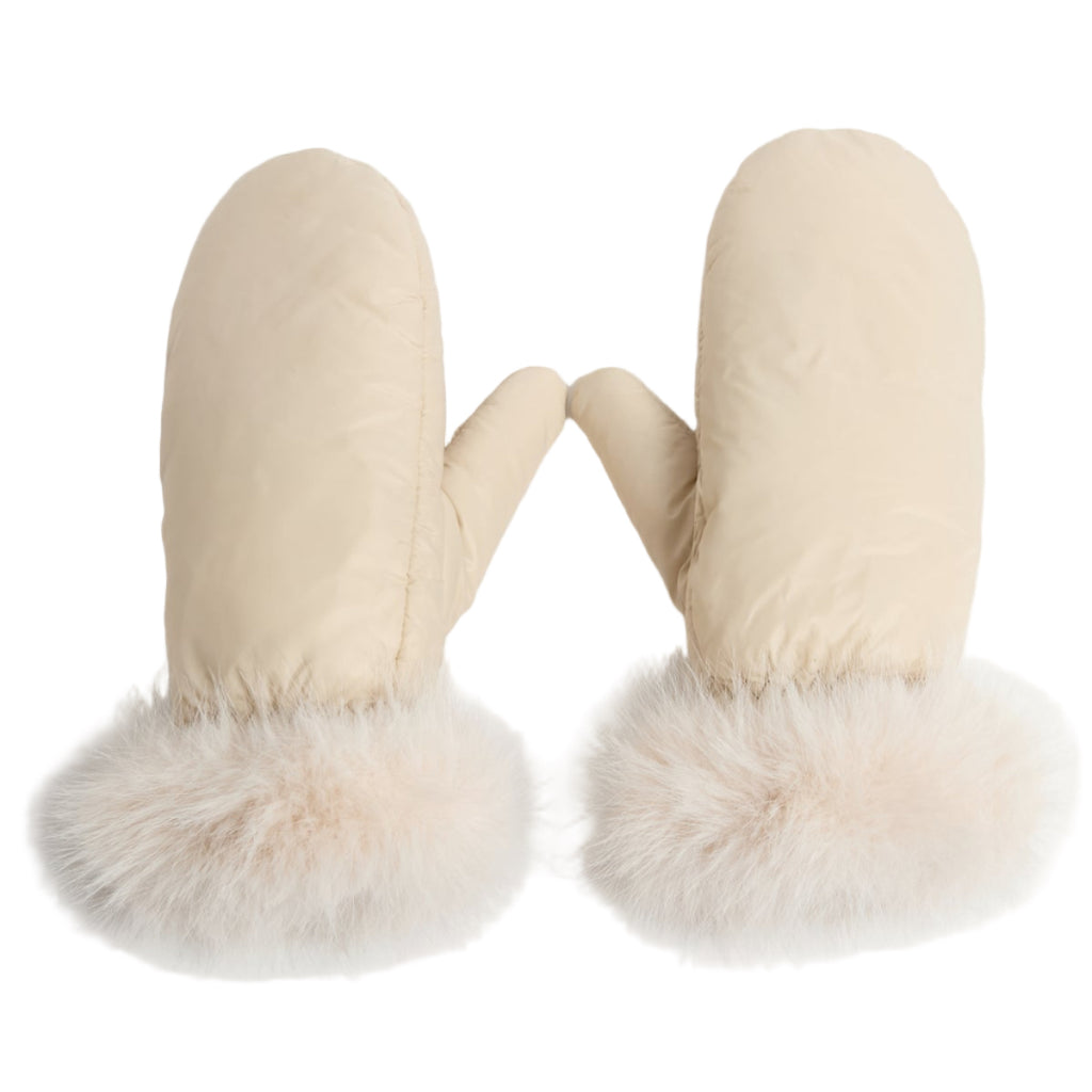 Nylon Satin Finish Fur Puffer Mittens