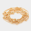 Set of 10 Piano Wire and 8mm Beaded Ball Stretch Bracelets