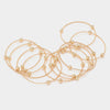 Set of 10 Piano Wire and 8mm Beaded Ball Stretch Bracelets