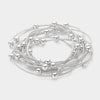 Set of 10 Piano Wire and 8mm Beaded Ball Stretch Bracelets