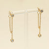 18K Gold Dipped Round Stone Bezel Accent Cascading Double Chain Drop Earrings