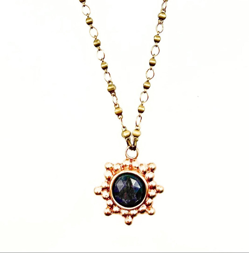 Bronze Granulated Sunburst Necklace