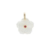 Mother of Pearl Flower Charm With Ruby Red Center Stone