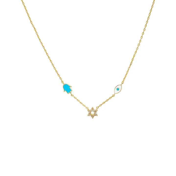 Turquoise Judaica Charm Necklace