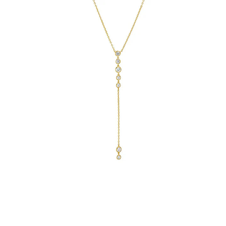 Multi Bezel Stone Lariat Drop Necklace