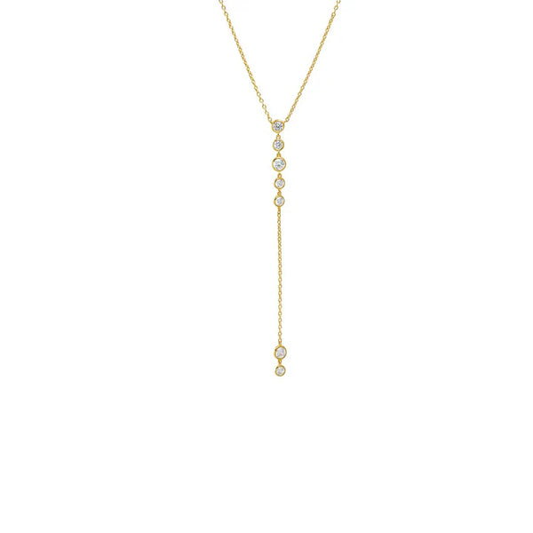 Multi Bezel Stone Lariat Drop Necklace
