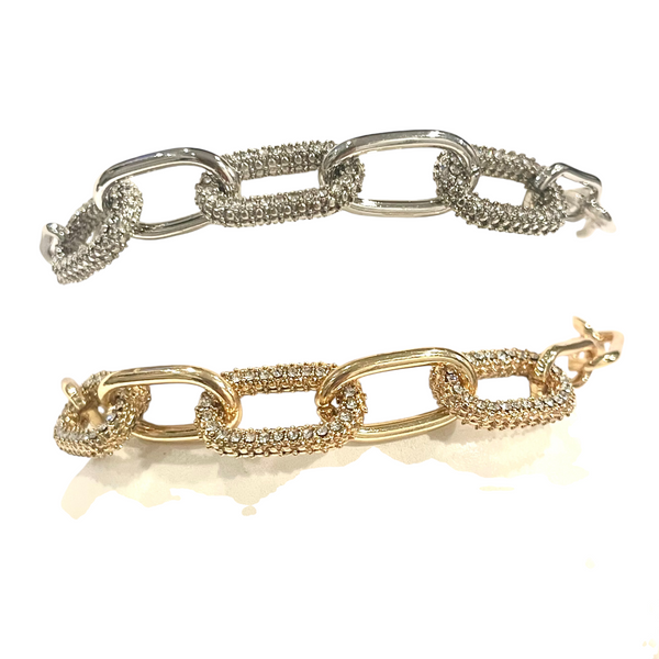 Oval Pave Paperclip Bracelet