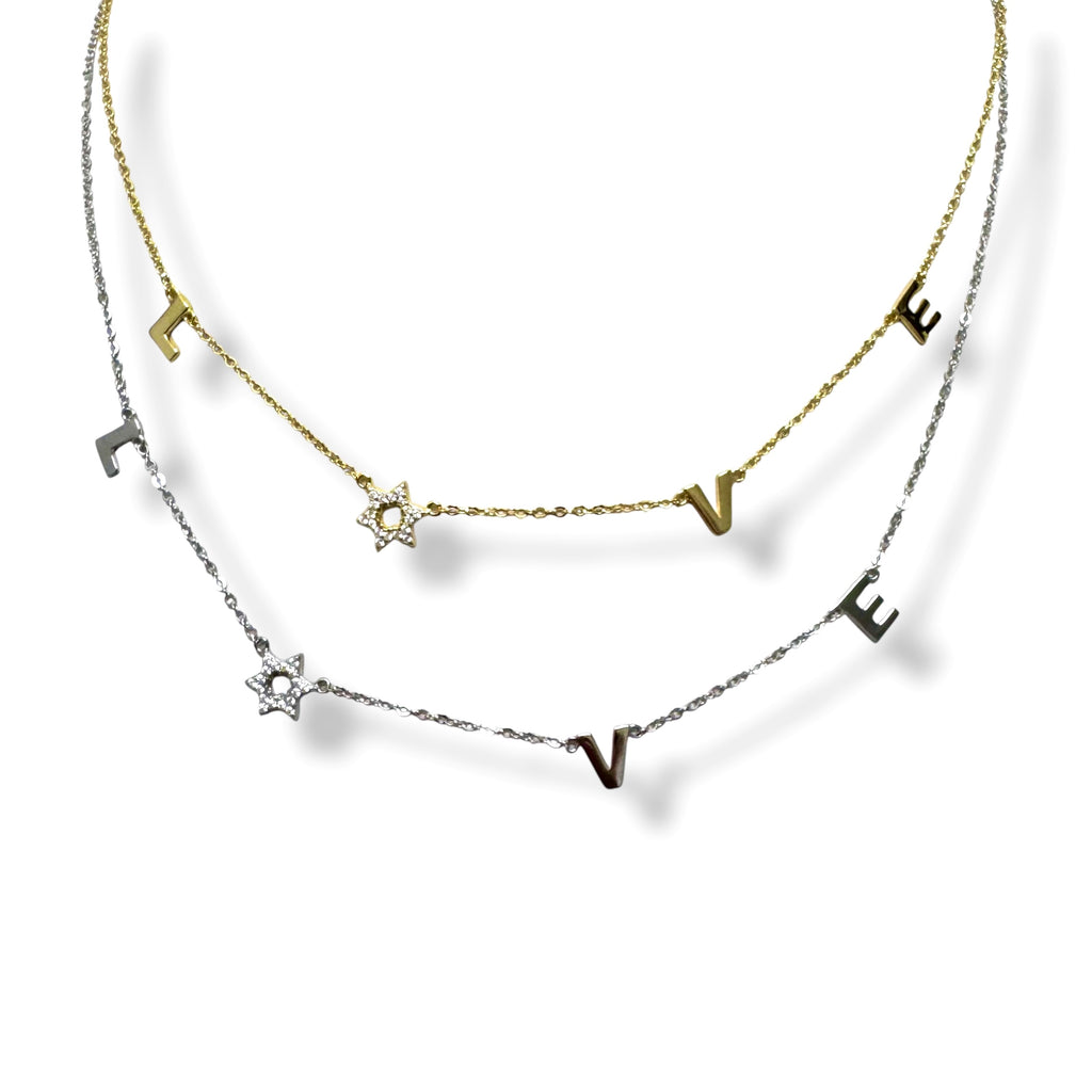 Sterling Silver Love CZ Star Necklace