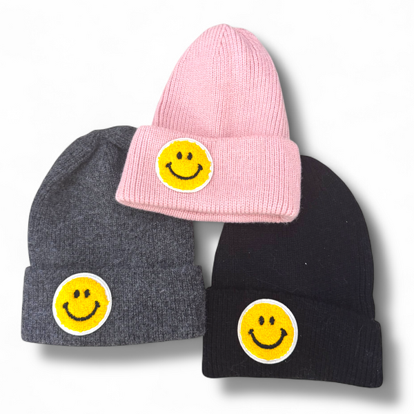 Smiley Patch Unisex Knit Hat