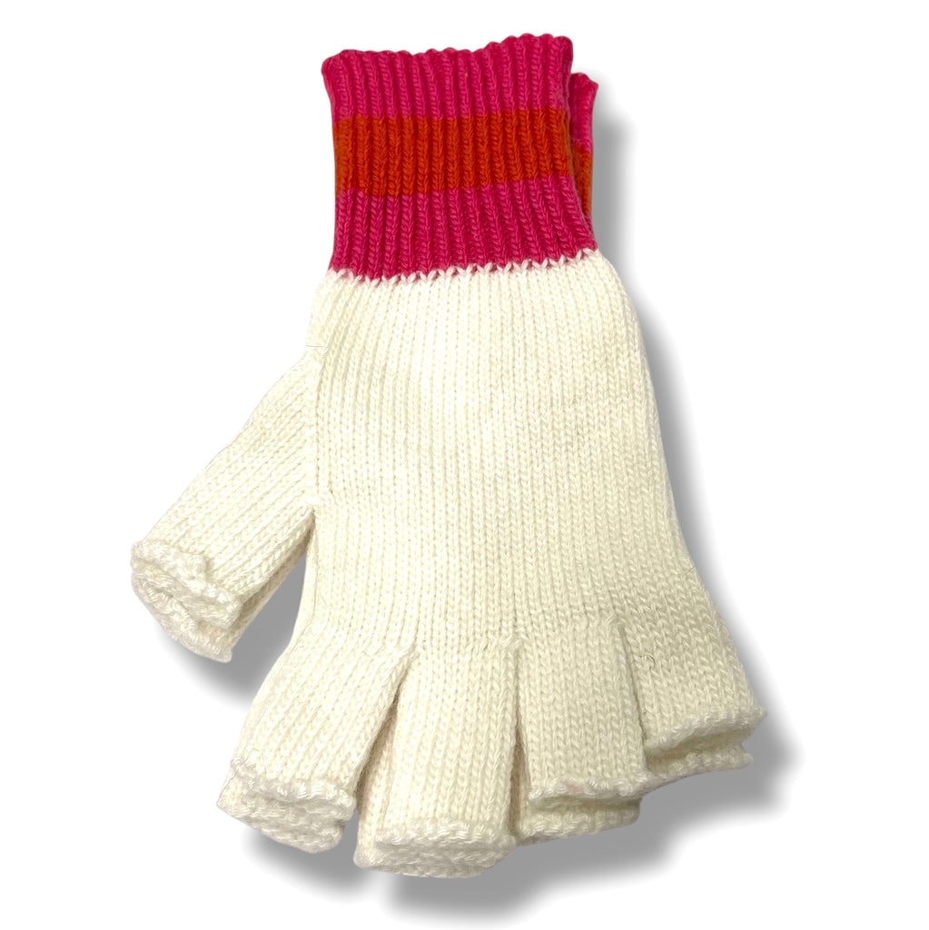 Colorblock Knit Fingerless Gloves